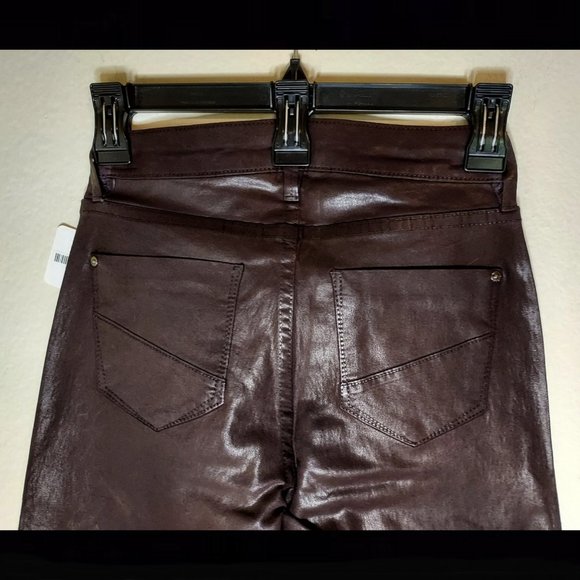 Burgundy/Oxblood Coated Skinny Jeans by Justfab in Black, Size 0, Size 25, NWT - Picture 3 of 6